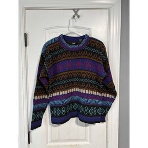 Sweater Vintage Medium 90s PASTA Long Geometric Black Purple Sweater Women Small